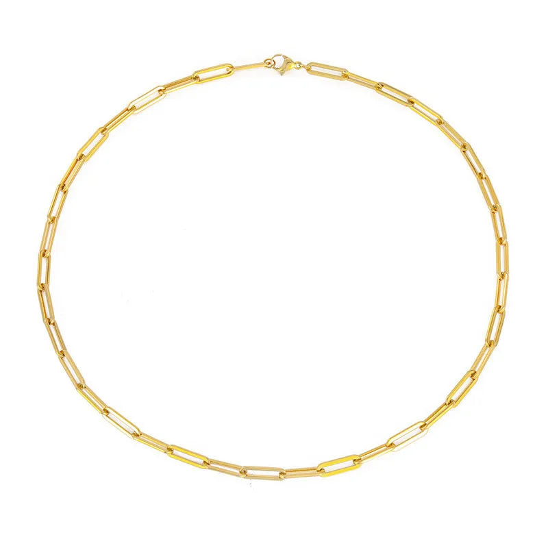 Gold chain necklace on a white background