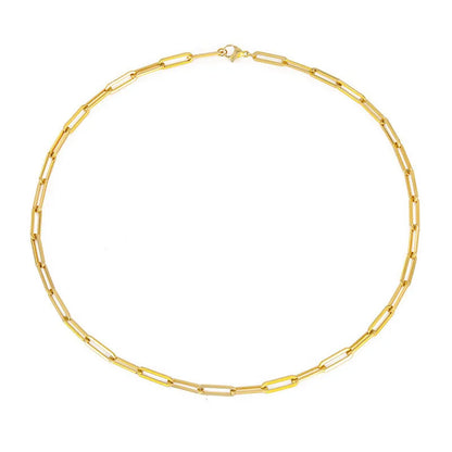 Gold chain necklace on a white background
